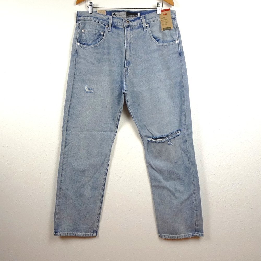 Levi's Silvertab Straight Jeans Men's Size 36x32 Blue Denim Distressed Relaxed